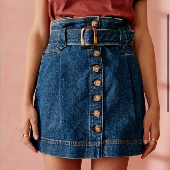 Sezane Dresses & Skirts - Sezane Small denim jean skirt with belt Hayden Denim Skirt - Size 36 (US 4) mini